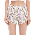 White Bull Terrier Pattern Print Women's Split Running Shorts