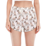 White Bull Terrier Pattern Print Women's Split Running Shorts