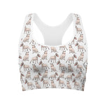 White Bull Terrier Pattern Print Women's Sports Bra