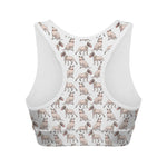 White Bull Terrier Pattern Print Women's Sports Bra