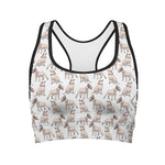 White Bull Terrier Pattern Print Women's Sports Bra