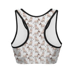 White Bull Terrier Pattern Print Women's Sports Bra