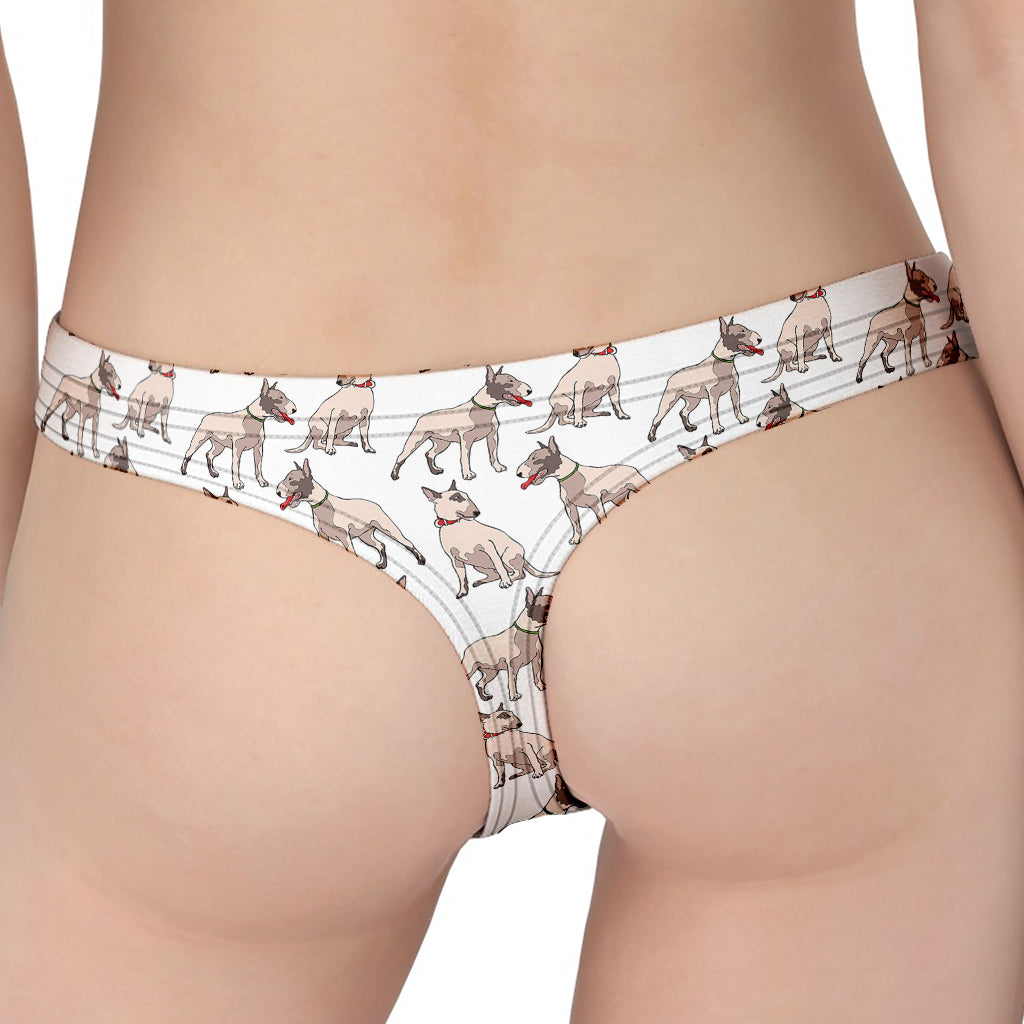 White Bull Terrier Pattern Print Women's Thong