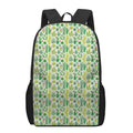 White Cactus Plant Pattern Print 17 Inch Backpack