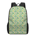 White Cactus Plant Pattern Print 17 Inch Backpack