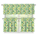 White Cactus Plant Pattern Print 3 Piece Kitchen Curtains