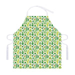 White Cactus Plant Pattern Print Adjustable Apron