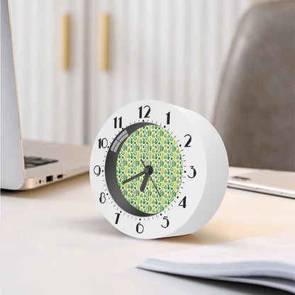 White Cactus Plant Pattern Print Alarm Clock