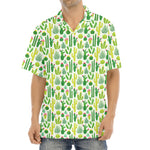 White Cactus Plant Pattern Print Aloha Shirt