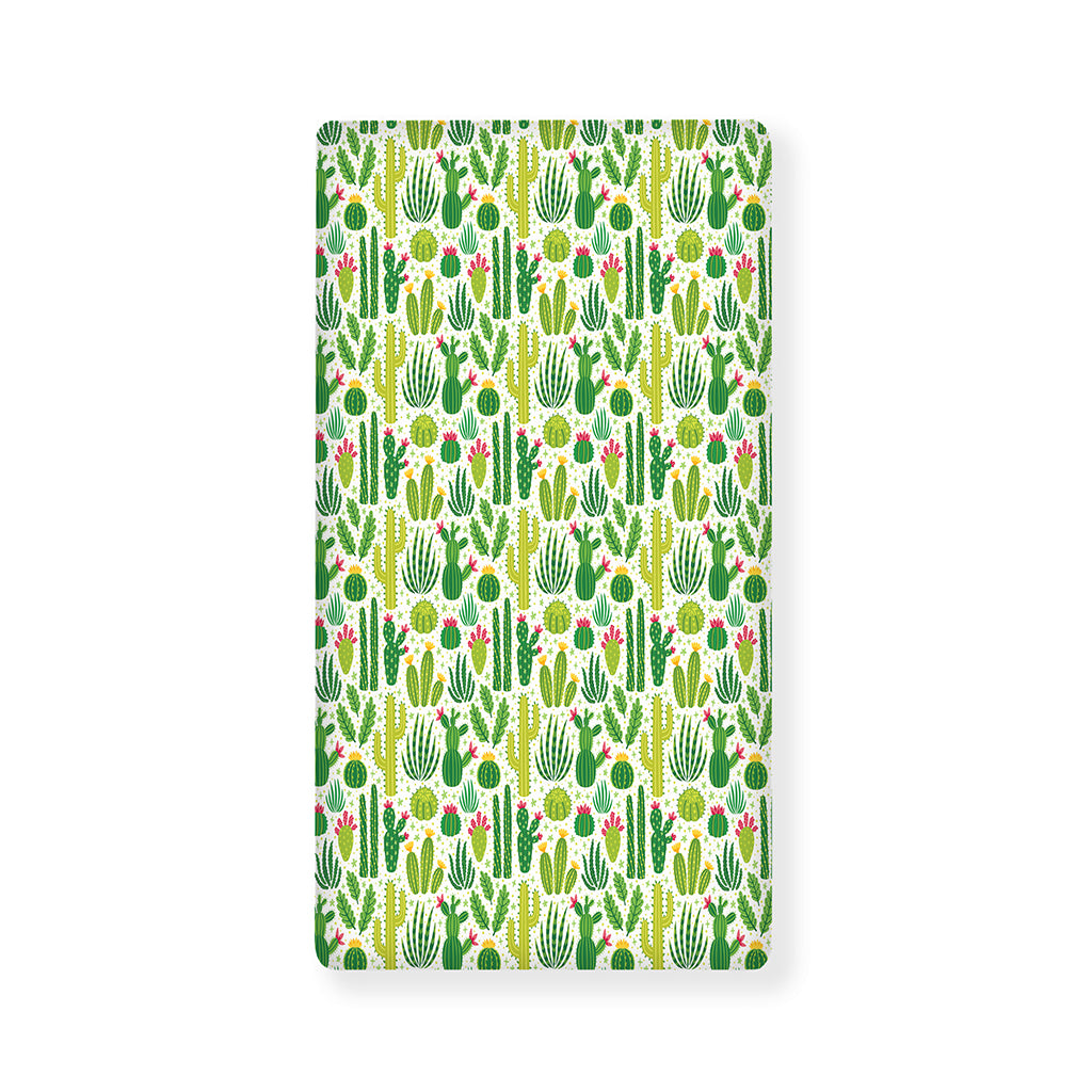 White Cactus Plant Pattern Print Baby Crib Sheet