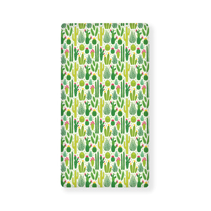 White Cactus Plant Pattern Print Baby Crib Sheet
