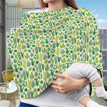 White Cactus Plant Pattern Print Baby Seat Cover