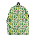 White Cactus Plant Pattern Print Backpack