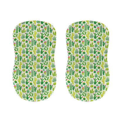 White Cactus Plant Pattern Print Bar Stool Covers