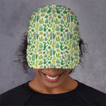 White Cactus Plant Pattern Print Baseball Cap