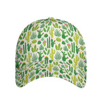 White Cactus Plant Pattern Print Baseball Cap