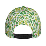 White Cactus Plant Pattern Print Baseball Cap