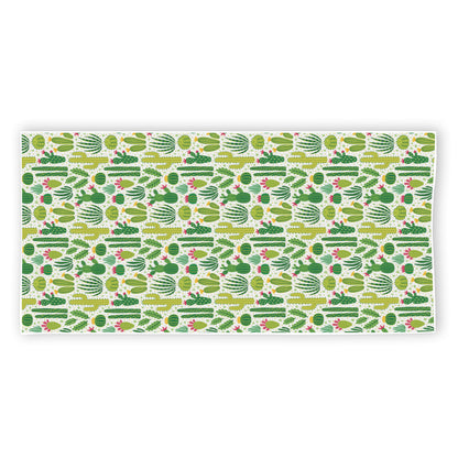 White Cactus Plant Pattern Print Beach Towel