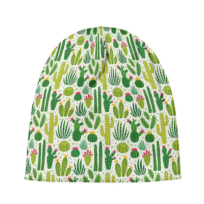 White Cactus Plant Pattern Print Beanie
