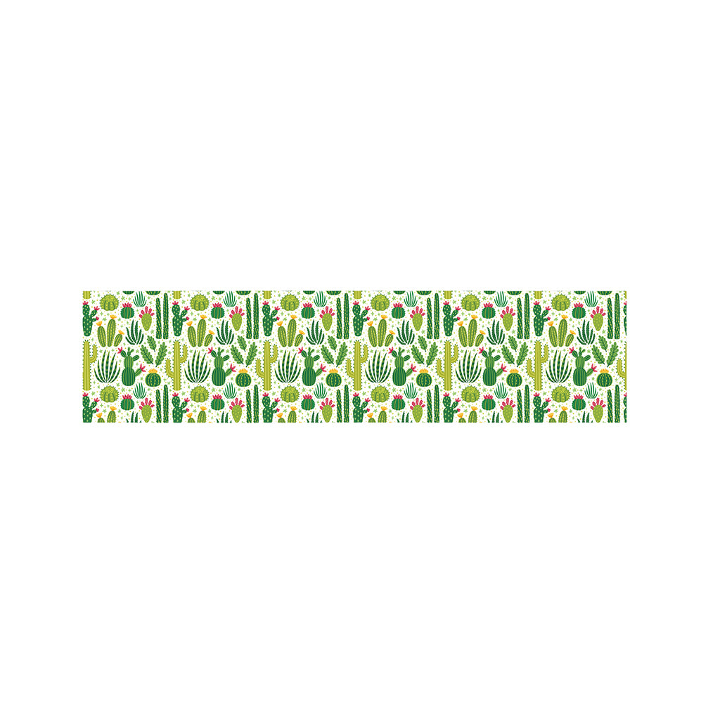 White Cactus Plant Pattern Print Bed Runner