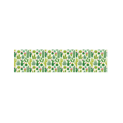 White Cactus Plant Pattern Print Bed Runner