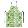 White Cactus Plant Pattern Print Bib Apron With Pocket