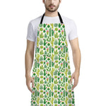 White Cactus Plant Pattern Print Bib Apron With Pocket