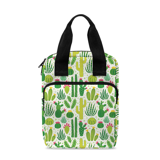 White Cactus Plant Pattern Print Bible Tote Bag