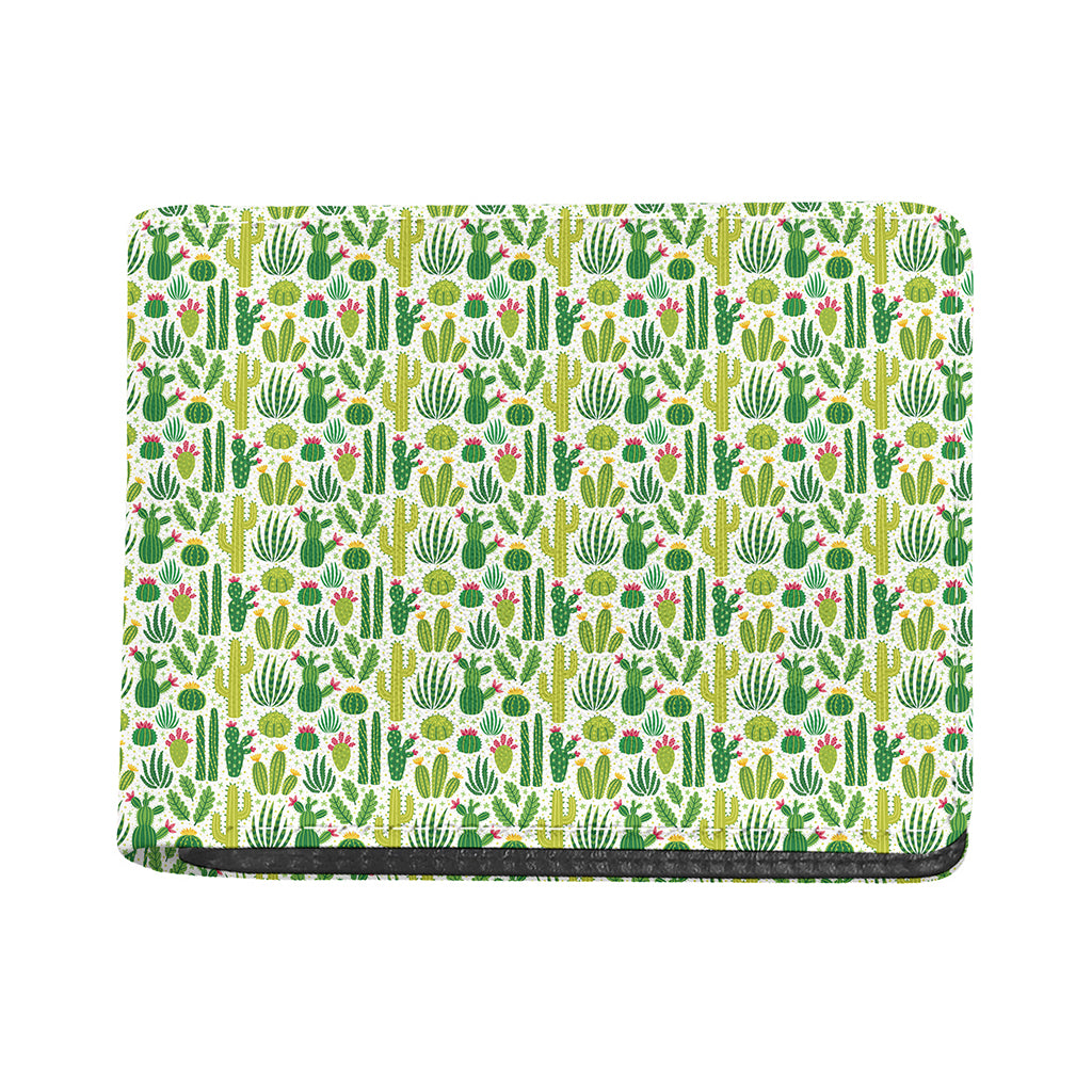 White Cactus Plant Pattern Print Bifold Wallet