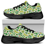 White Cactus Plant Pattern Print Black Chunky Shoes