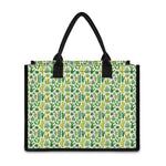 White Cactus Plant Pattern Print Canvas Tote Bag