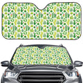 White Cactus Plant Pattern Print Car Windshield Sun Shade
