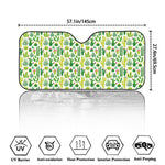 White Cactus Plant Pattern Print Car Windshield Sun Shade