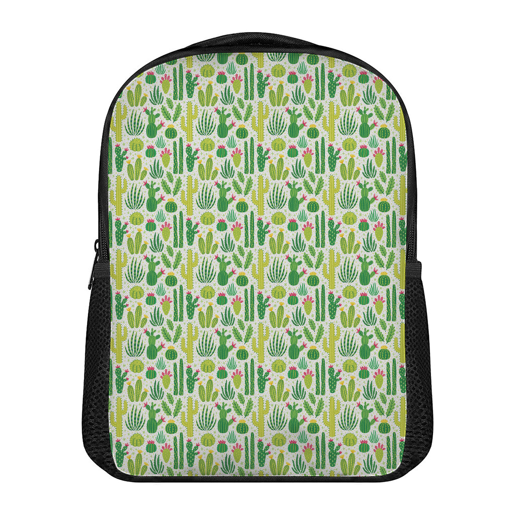 White Cactus Plant Pattern Print Casual Backpack