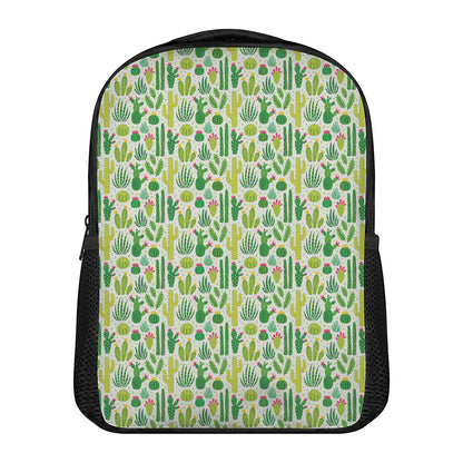 White Cactus Plant Pattern Print Casual Backpack
