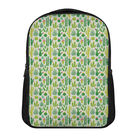 White Cactus Plant Pattern Print Casual Backpack