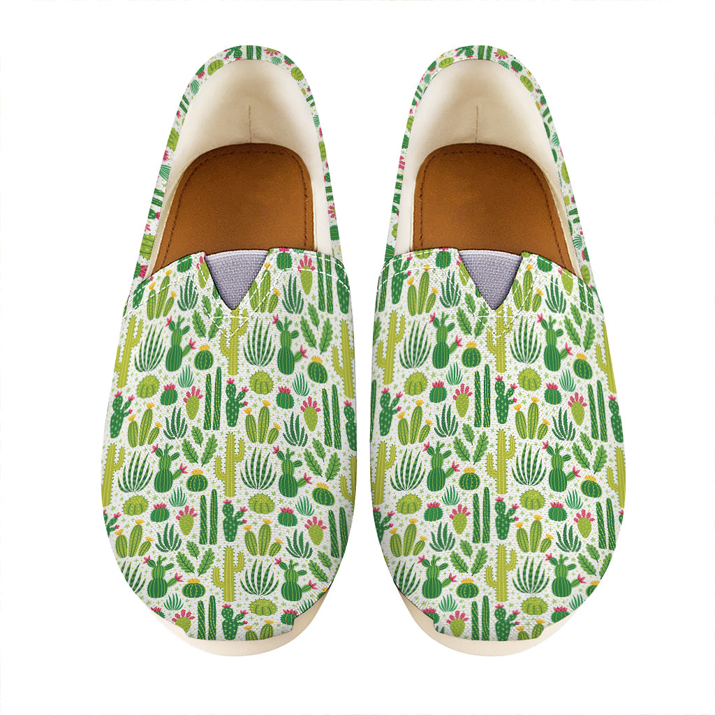 White Cactus Plant Pattern Print Casual Shoes