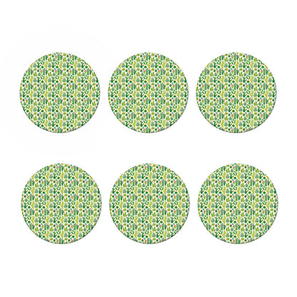 White Cactus Plant Pattern Print Coaster Set