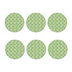White Cactus Plant Pattern Print Coaster Set