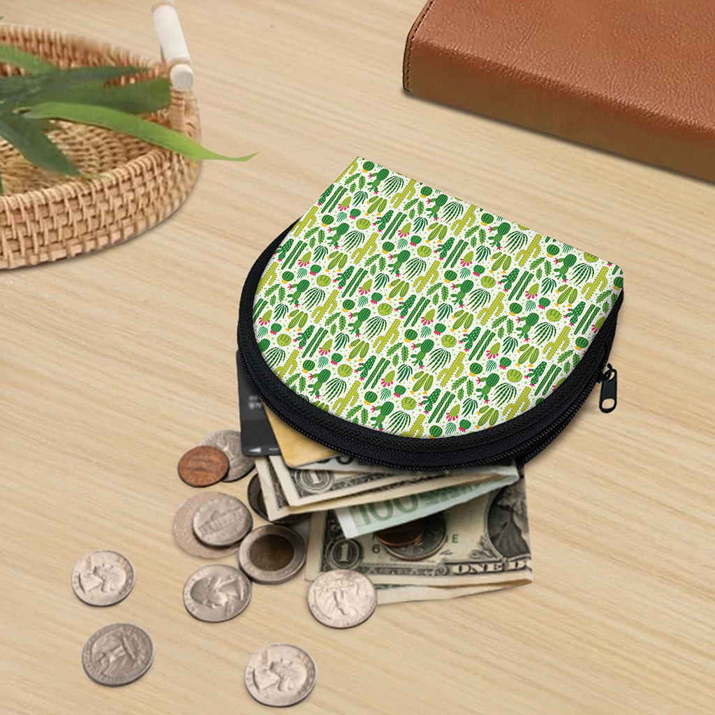 White Cactus Plant Pattern Print Coin Purse