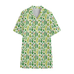 White Cactus Plant Pattern Print Cotton Hawaiian Shirt
