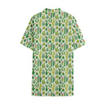 White Cactus Plant Pattern Print Cotton Hawaiian Shirt