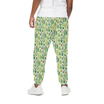 White Cactus Plant Pattern Print Cotton Pants