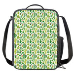 White Cactus Plant Pattern Print Crossbody Lunch Bag