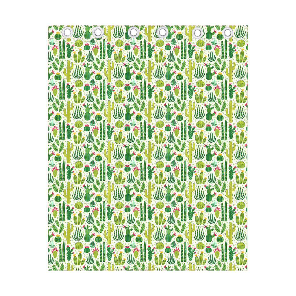 White Cactus Plant Pattern Print Curtain