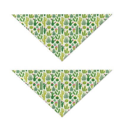 White Cactus Plant Pattern Print Dog Bandana