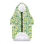 White Cactus Plant Pattern Print Dog Zip Up Hoodie