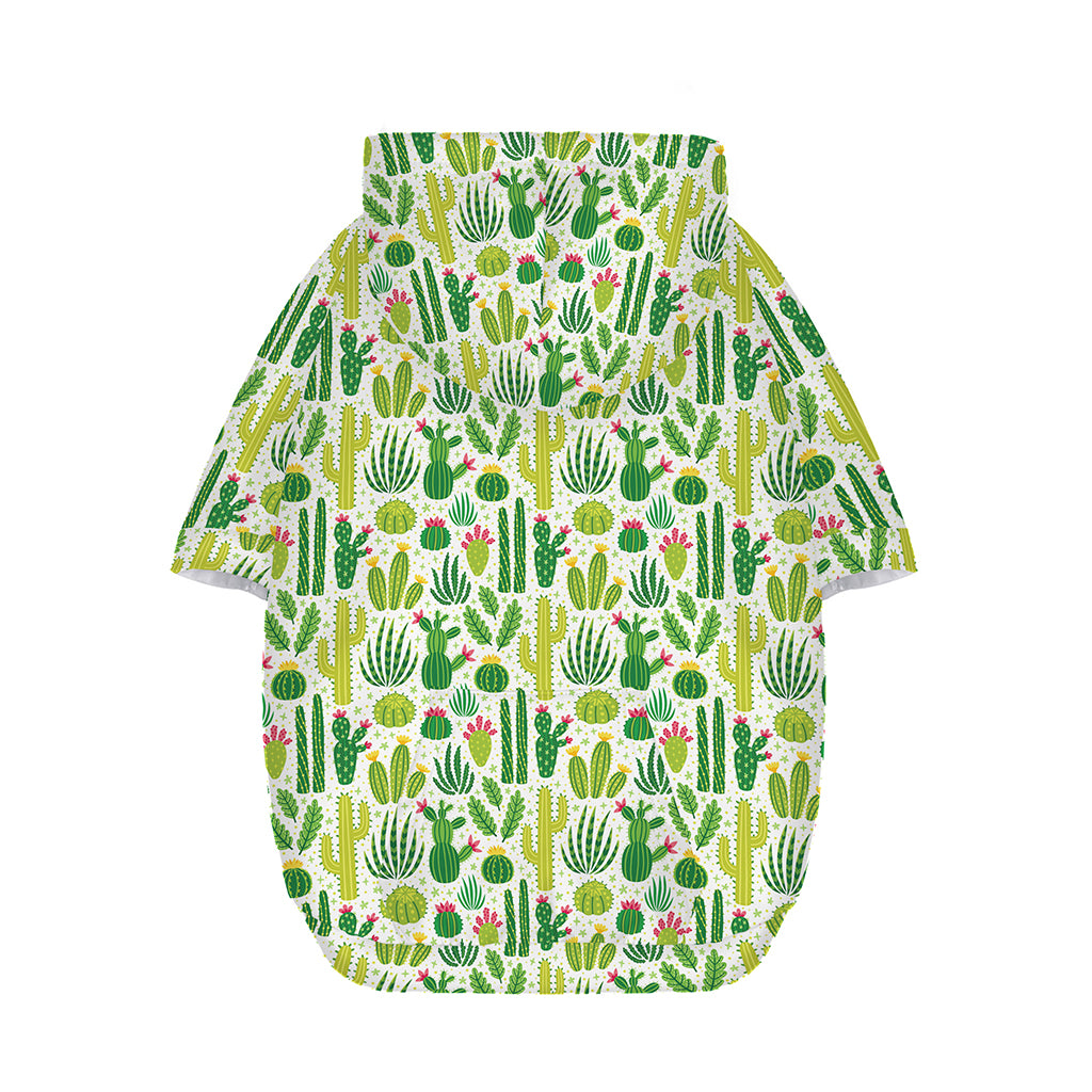 White Cactus Plant Pattern Print Dog Zip Up Hoodie