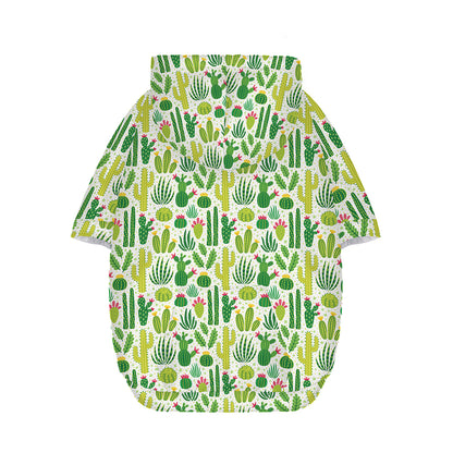 White Cactus Plant Pattern Print Dog Zip Up Hoodie