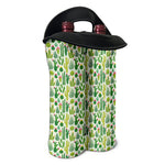 White Cactus Plant Pattern Print Double Neoprene Wine Tote